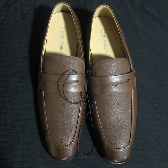 Calvin Klein Men's Oxford Brown Dress Shoes Size 9 Pointed Toe Loafers